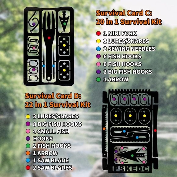 Multitool Card Emergency Camping Tool EDC Kit in  Wallet Outdoor Hunting (Silver - Picture 9 of 12